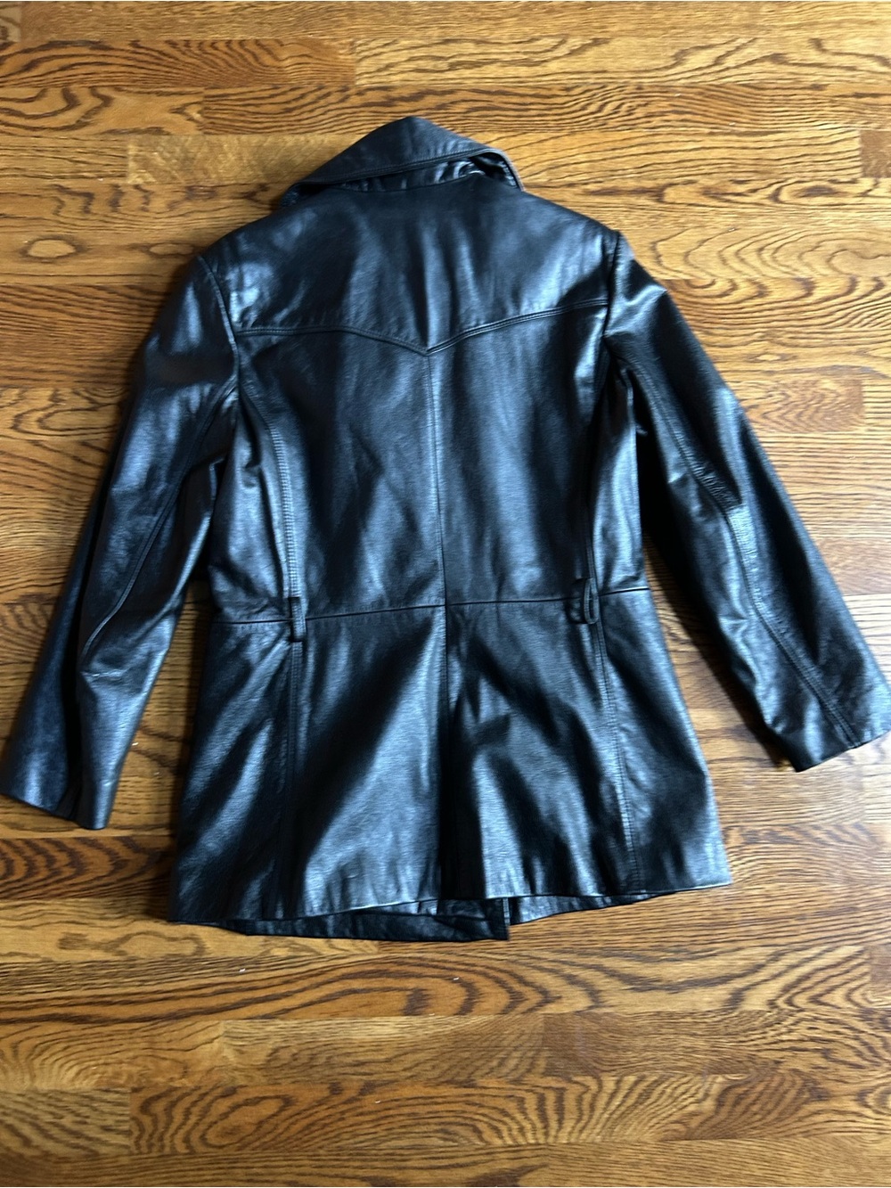 JL Colebrook 100% Leather Coat Size Small Black Missing Belt - Picture 6 of 8